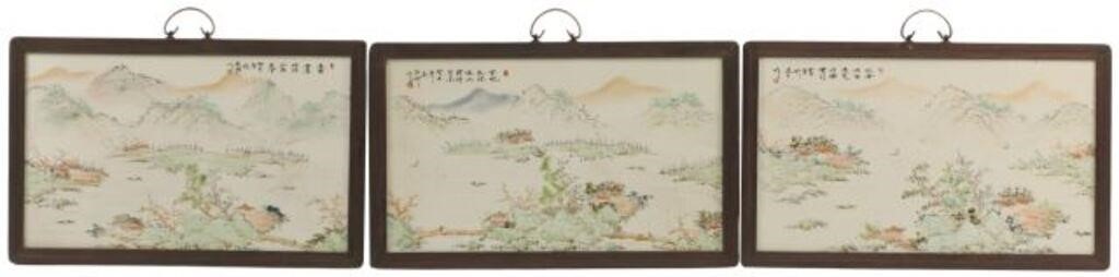  3 FRAMED CHINESE PORCELAIN PLAQUES lot 355486