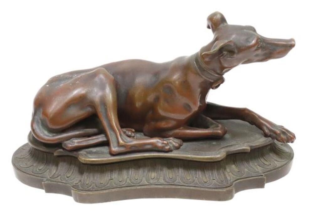 PATINATED BRONZE SCULPTURE RECUMBENT 35548c