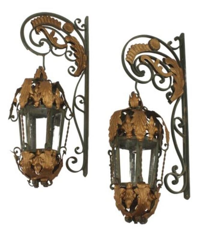 (2) PARCEL GILT WROUGHT IRON WALL