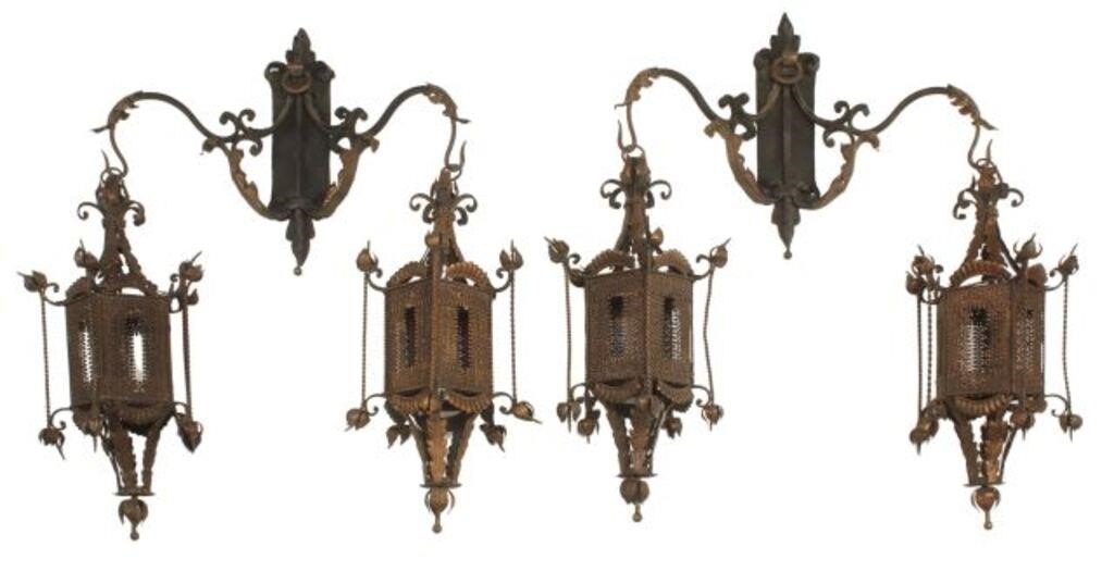  2 WROUGHT IRON WALL MOUNTED DOUBLE 3554a3
