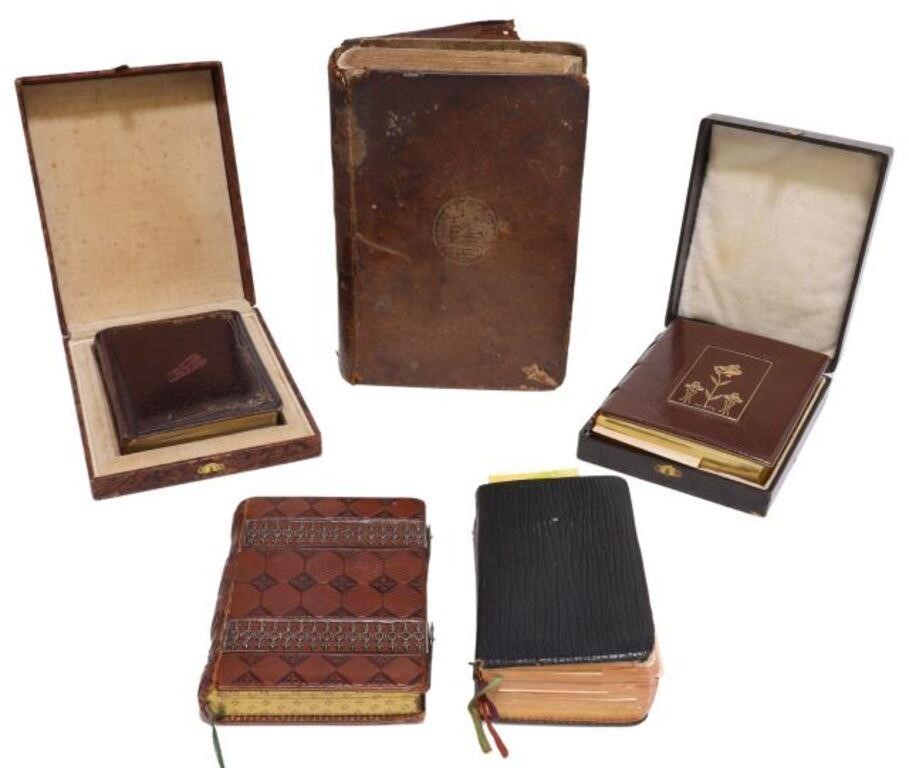  5 FRENCH RELIGIOUS LEATHER BOUND 3554d7