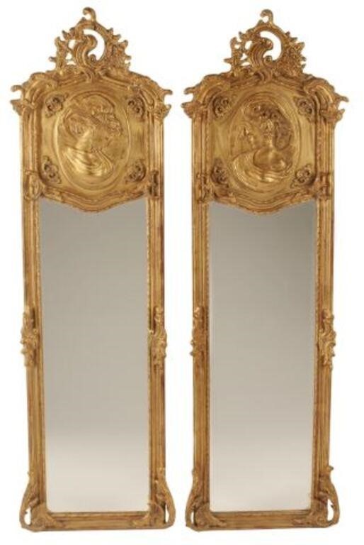  2 LOUIS XV STYLE GILT PIER MIRRORS pair  3554d9