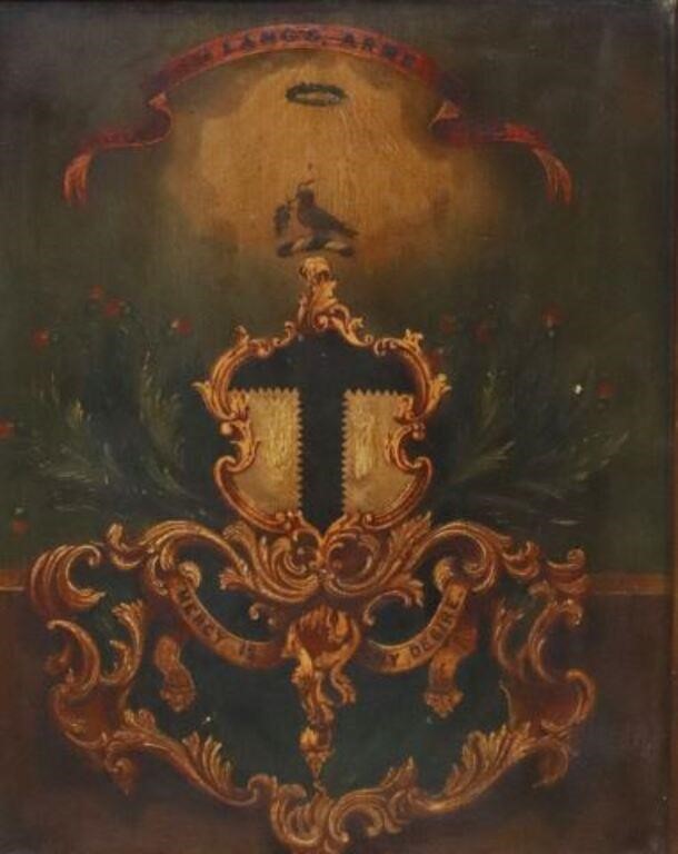 FRAMED ARMORIAL PAINTING LANG COAT 3554ea