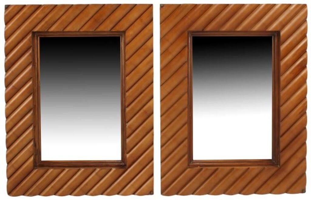  2 BAMBOO FRAMED MIRRORS 48  3554fb