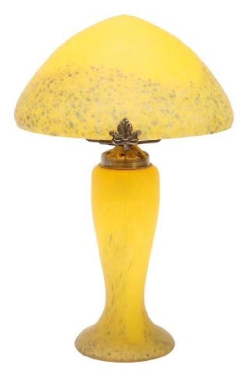 FRENCH YELLOW PATE DE VERRE MUSHROOM