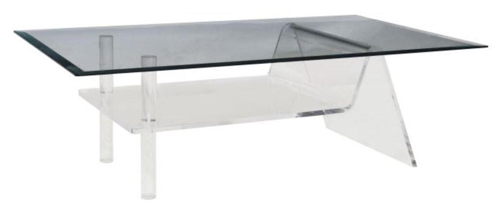 MODERN GLASS-TOP & ACRYLIC COFFEE TABLEModern