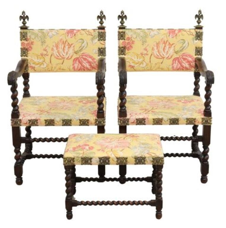  3 SPANISH BAROQUE STYLE ARMCHAIRS 3555ba