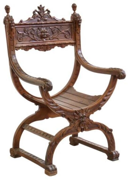 FINELY CARVED FRENCH DAGOBERT CHAIRFrench