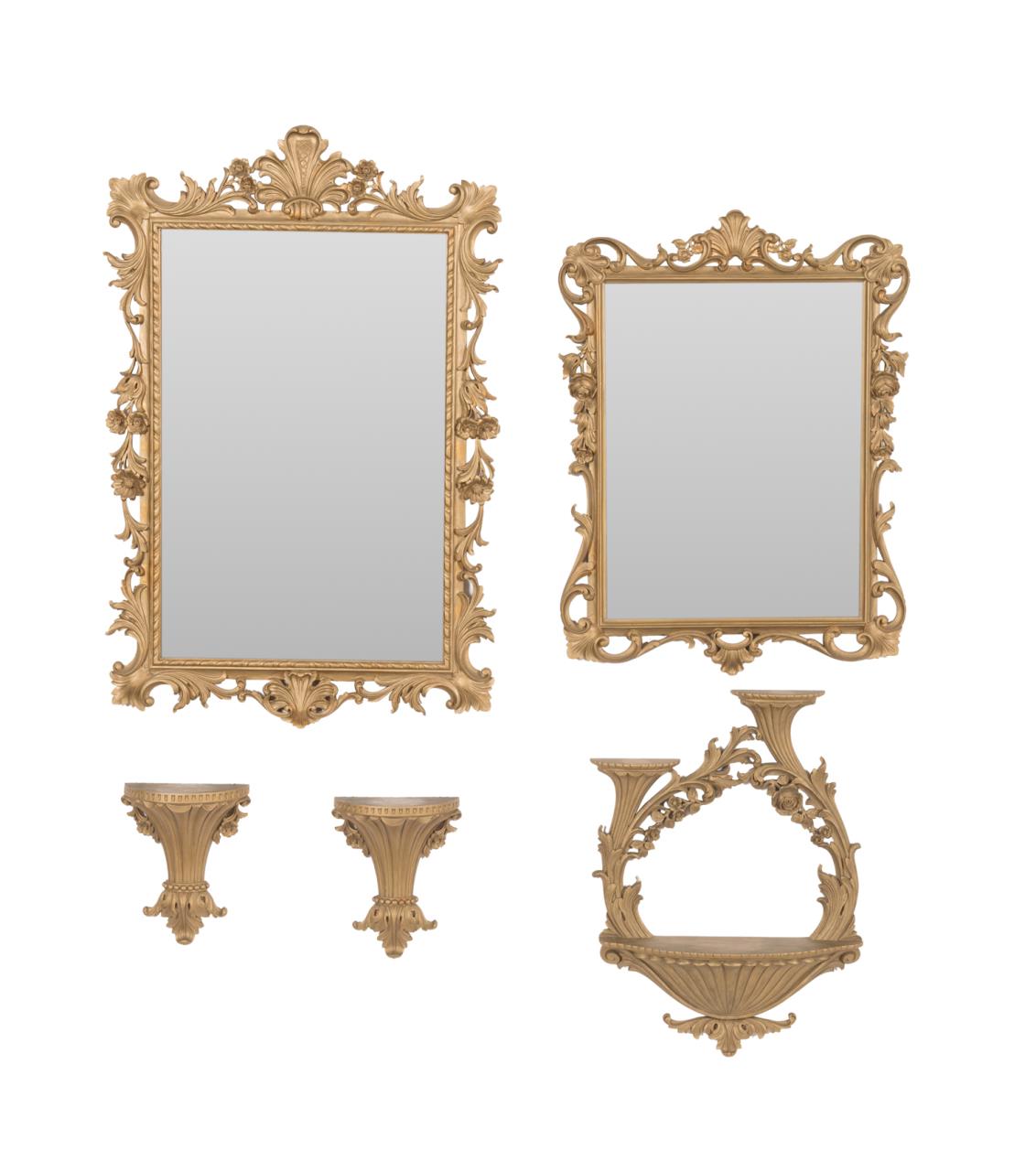 5PCS ROCOCO STYLE GILTWOOD MIRRORS 3555d3