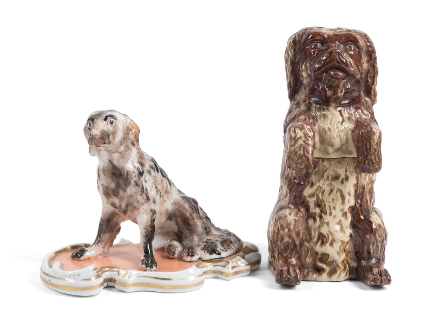 TWO CERAMIC DOGS, A TERRIER & A BORZOI