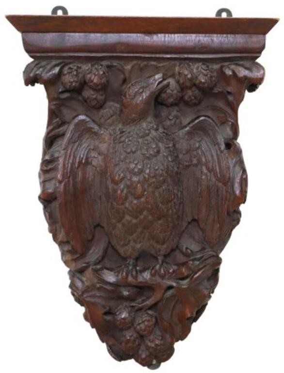 BLACK FOREST CARVED BIRD WALL BRACKET