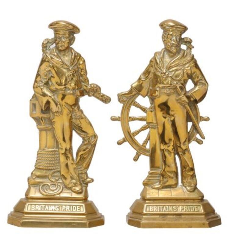  2 ENGLISH BRASS SAILORS FIRESIDE 35561e