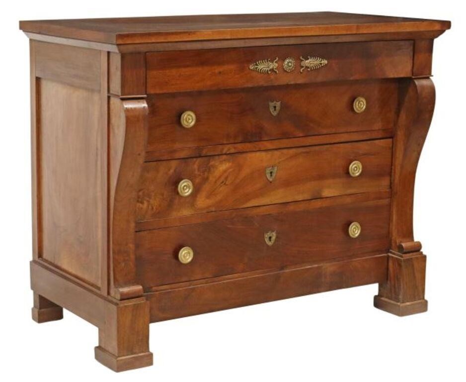 FRENCH EMPIRE STYLE WALNUT COMMODEFrench
