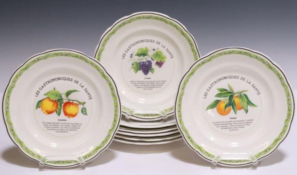 (16) FRENCH GIEN FAIENCE FRUIT DESSERT