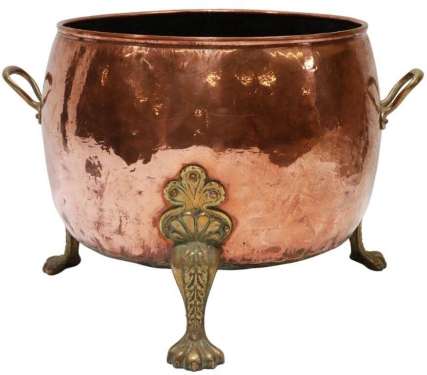 COPPER BRASS COAL HOD JARDINIERE 35567b