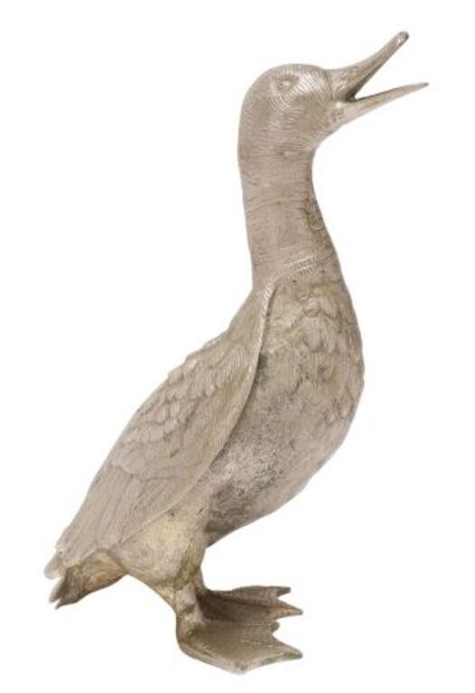 SILVER TONE METAL DUCK SCULPTURESilver tone 355692