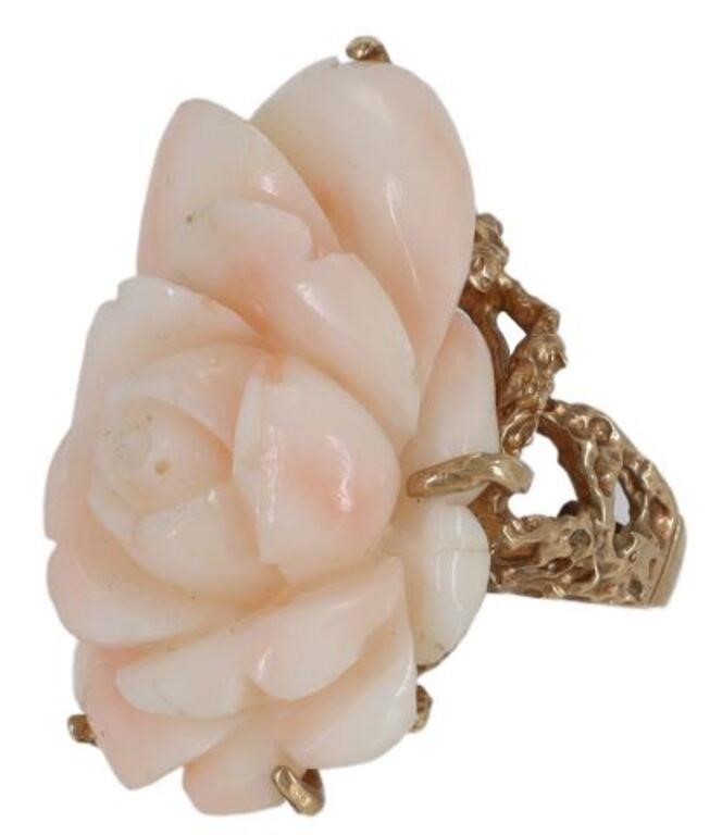 ESTATE 14KT GOLD & ANGEL SKIN CORAL