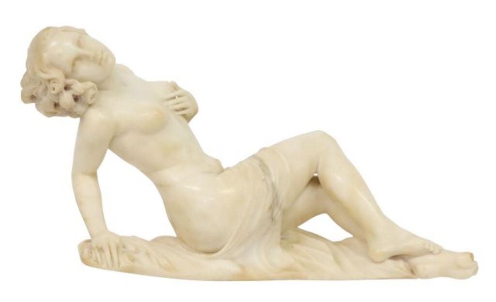 CARVED ALABASTER RECLINING NUDE 3556bf
