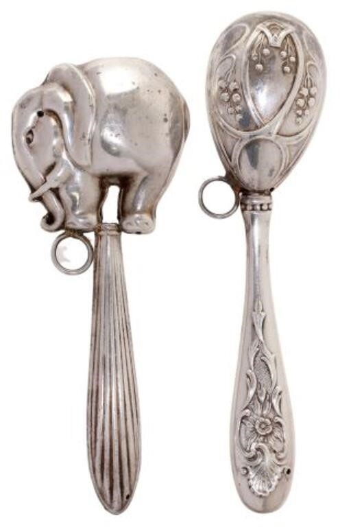 (2) SILVER ELEPHANT & FLORAL BABY