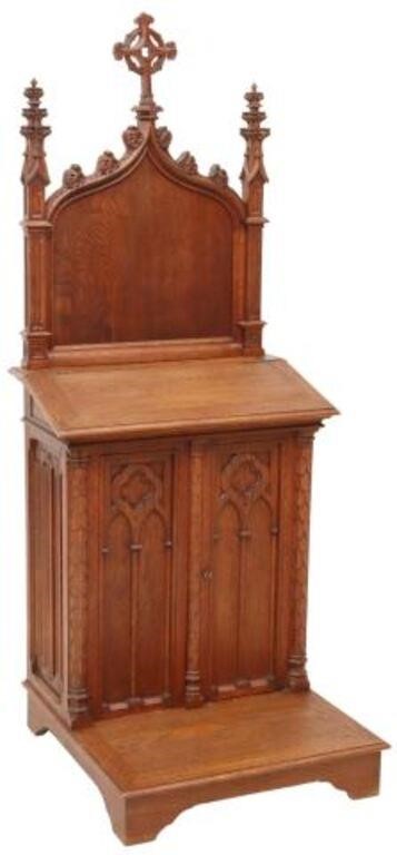 FRENCH GOTHIC REVIVAL CARVED OAK 3556fe