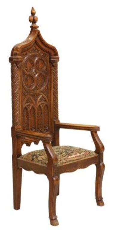 FRENCH GOTHIC REVIVAL CARVED OAK 3556ff