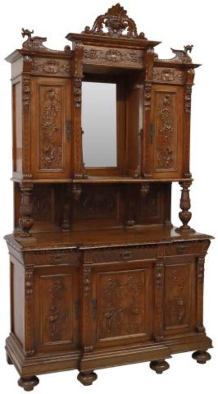 RENAISSANCE REVIVAL CARVED WALNUT 35570a