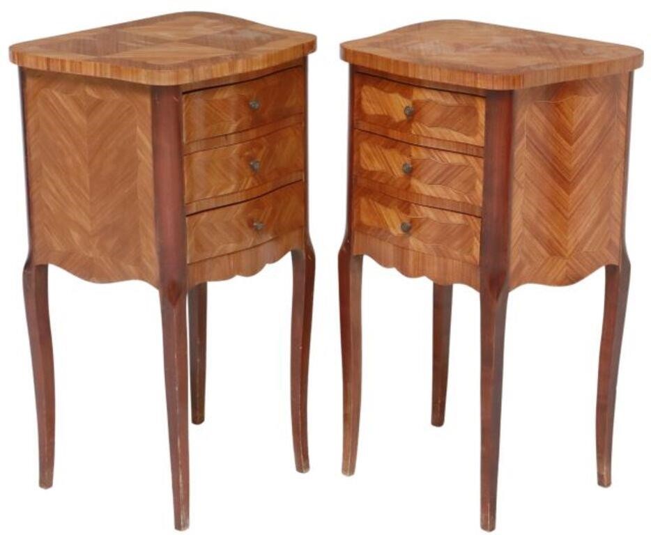  2 FRENCH LOUIS XV STYLE NIGHTSTANDS pair  35571d