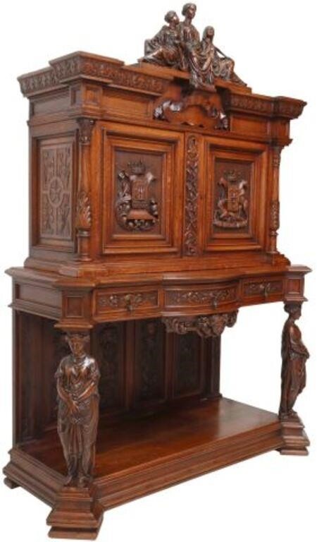 FINE FRENCH FIGURAL CARVED OAK