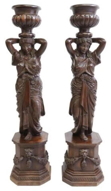 (2) FINE FRENCH CARVED FIGURAL