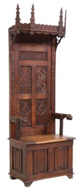 FRENCH GOTHIC REVIVAL OAK THRONE  355777