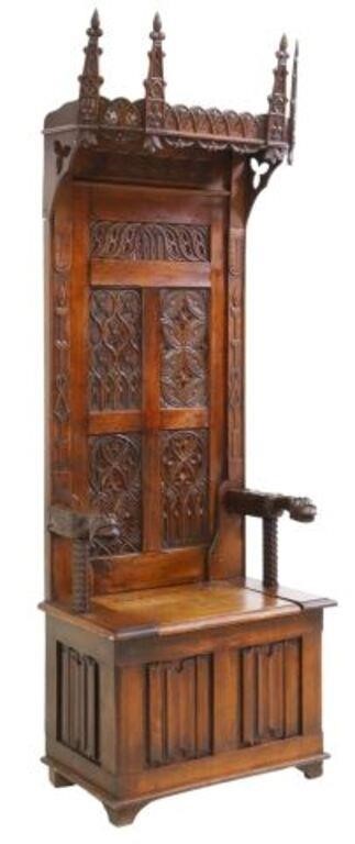 FRENCH GOTHIC REVIVAL OAK THRONE  355778