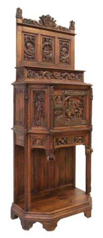 FRENCH GOTHIC REVIVAL CARVED OAK 35579c