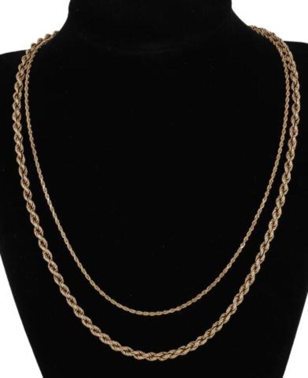 (2) ESTATE 14KT YELLOW GOLD ROPE
