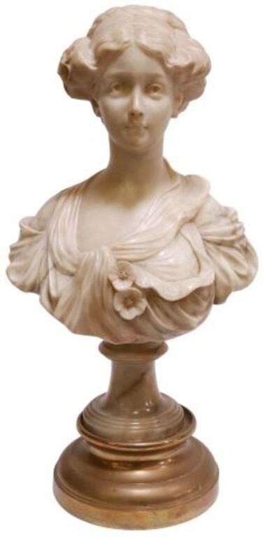 ART NOUVEAU CARVED ALABASTER BUST 3557d2