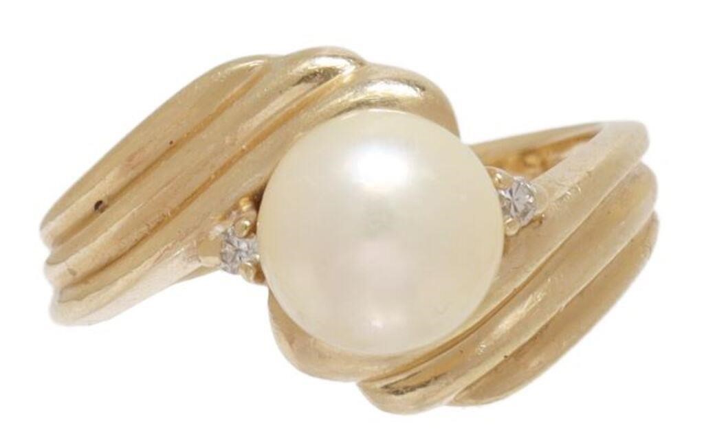 ESTATE 14KT YELLOW GOLD PEARL  3557df