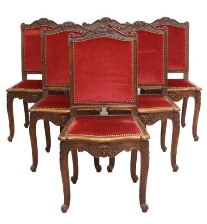 (6) FRENCH LOUIS XV STYLE UPHOLSTERED