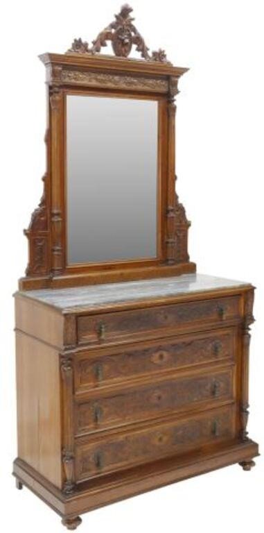 ITALIAN MARBLE TOP COMMODE BEVELED 35581d