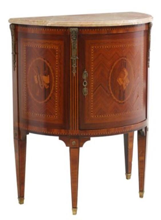 NEOCLASSICAL STYLE MARQUETRY DEMILUNE