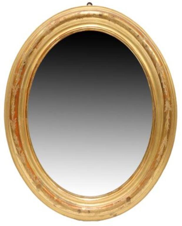FRENCH GILTWOOD OVAL MIRROR, 19TH