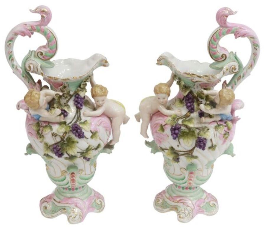 (2) MEISSEN STYLE PARCEL GILT PORCELAIN