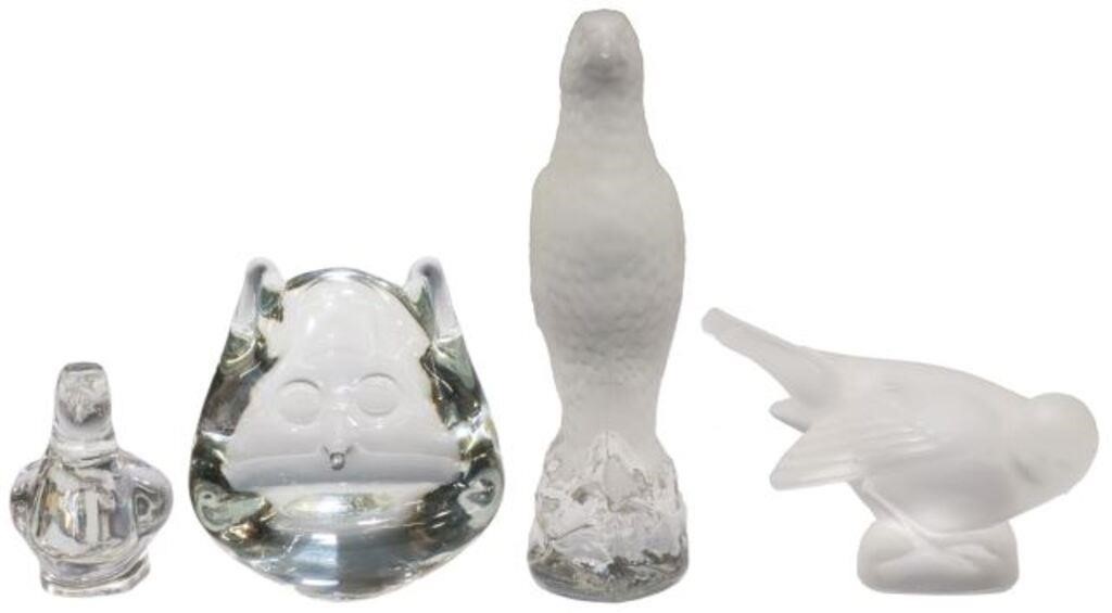 (4) CUT & FROSTED ART CRYSTAL BIRD