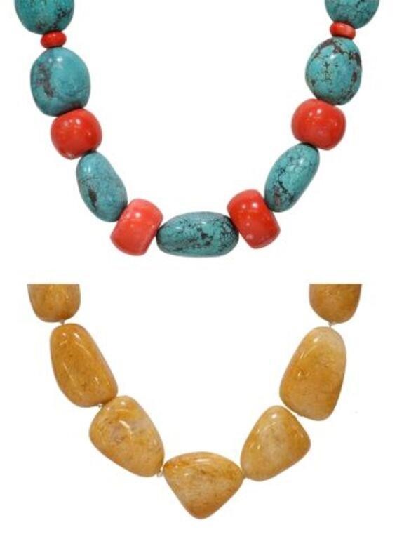 (2) ESTATE CHUNKY BEADED NECKLACES,