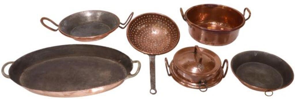  6 FRENCH COPPER METAL KITCHENWARES 35588f