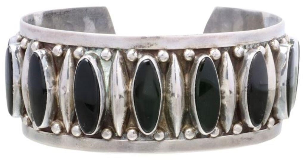 925 STERLING SILVER & BLACK ONYX CUFF