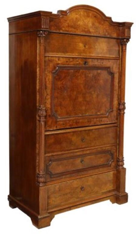 FRENCH BURLWOOD SECRETAIRE A ABATTANT  3558d0