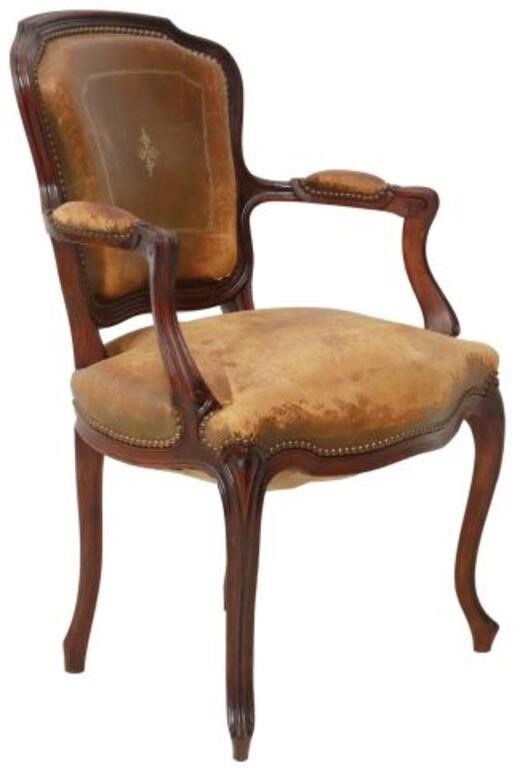 FRENCH LOUIS XV STYLE LEATHER UPHOLSTERED 3558d1