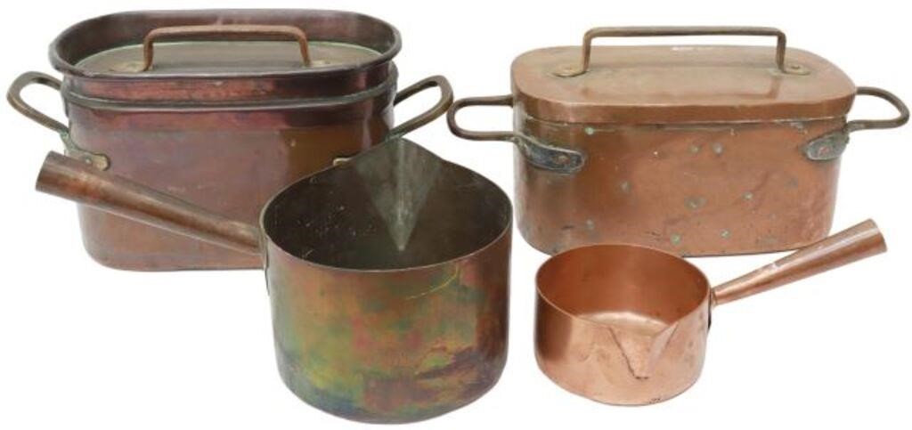 (4) FRENCH COPPER COOKWARE SUGAR