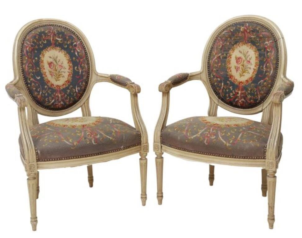  2 FRENCH LOUIS XVI STYLE UPHOLSTERED 355925