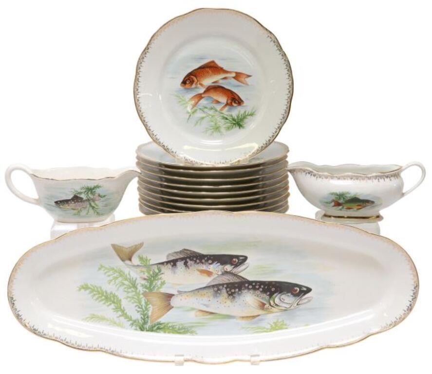  14 FRENCH FAIENCE FISH SERVICE lot 35597b