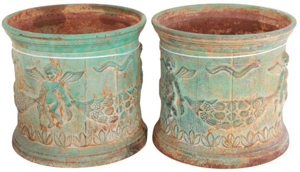  2 VERDIGRIS PATINATED CAST IRON 35597d